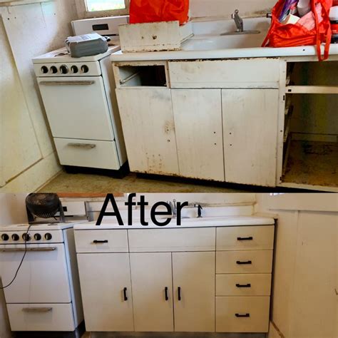 refurbished old steel kitchen cabinets